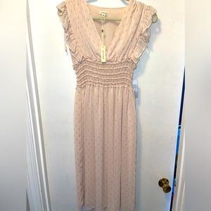 Max Studio Sleeveless V-Neck Dot Dress Cameo